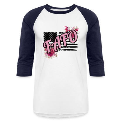 FLORAL FAFO Baseball T-Shirt - white/navy