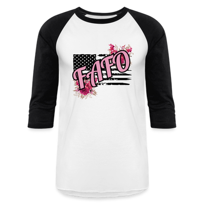 FLORAL FAFO Baseball T-Shirt - white/black