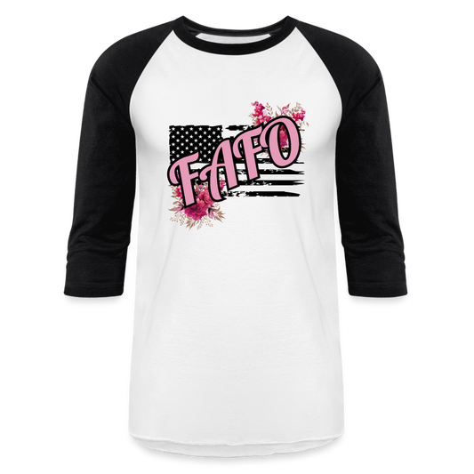 FLORAL FAFO Baseball T-Shirt - white/black