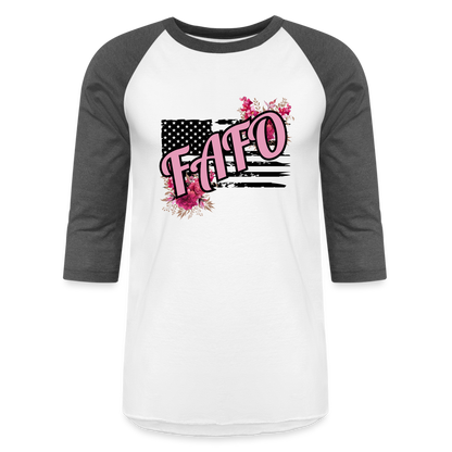 FLORAL FAFO Baseball T-Shirt - white/charcoal