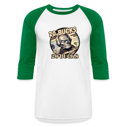 20 BUCKS Baseball T-Shirt - white/kelly green