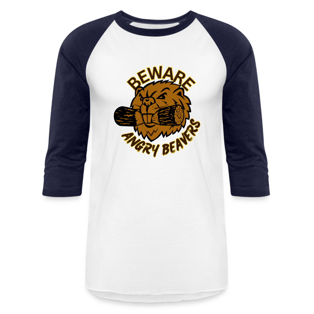 ANGRY BEAVERS Baseball T-Shirt - white/navy