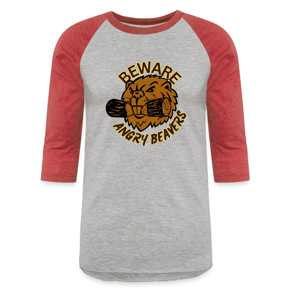 ANGRY BEAVERS Baseball T-Shirt - heather gray/red