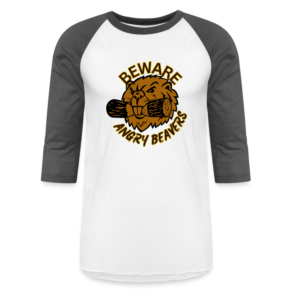 ANGRY BEAVERS Baseball T-Shirt - white/charcoal