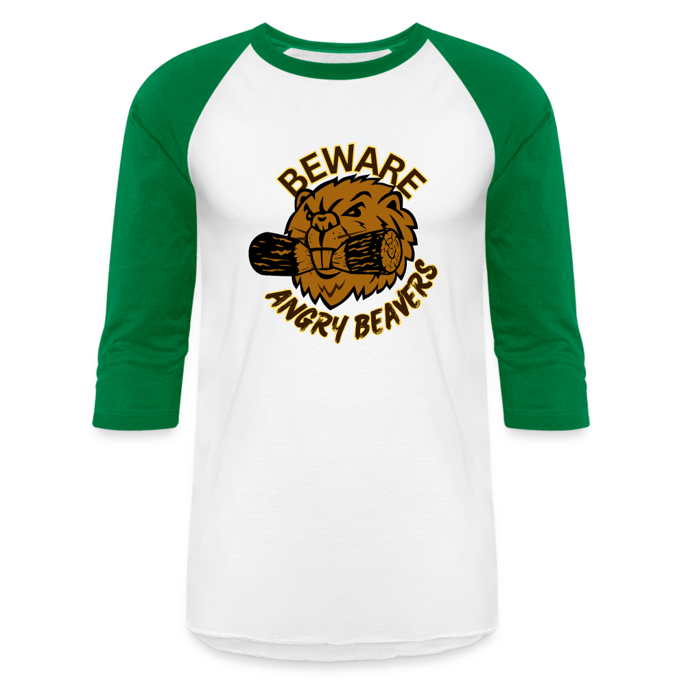 ANGRY BEAVERS Baseball T-Shirt - white/kelly green