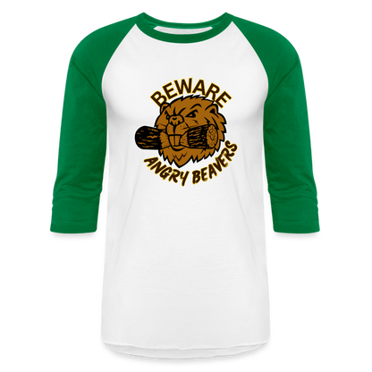 ANGRY BEAVERS Baseball T-Shirt - white/kelly green