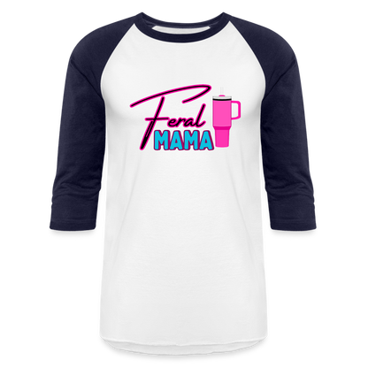 FERAL MAMMA CUP Baseball T-Shirt - white/navy