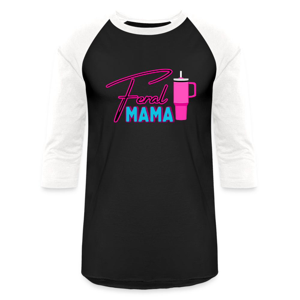 FERAL MAMMA CUP Baseball T-Shirt - black/white