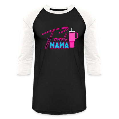 FERAL MAMMA CUP Baseball T-Shirt - black/white