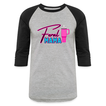 FERAL MAMMA CUP Baseball T-Shirt - heather gray/black