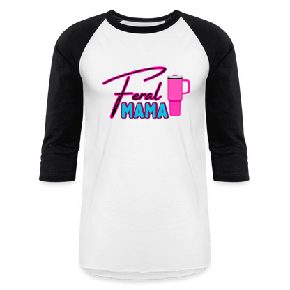 FERAL MAMMA CUP Baseball T-Shirt - white/black