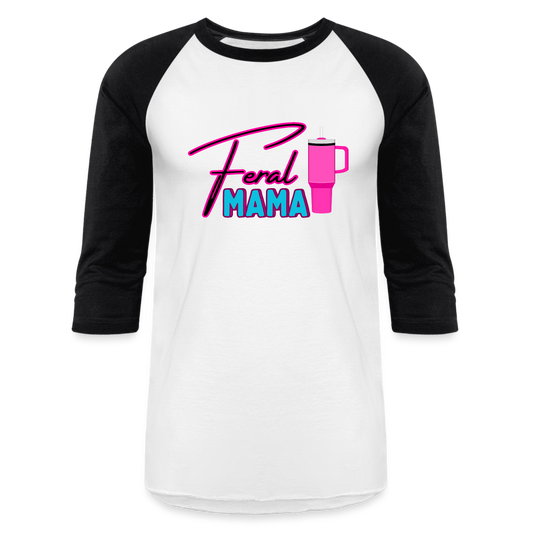 FERAL MAMMA CUP Baseball T-Shirt - white/black