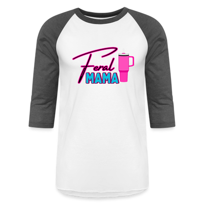 FERAL MAMMA CUP Baseball T-Shirt - white/charcoal