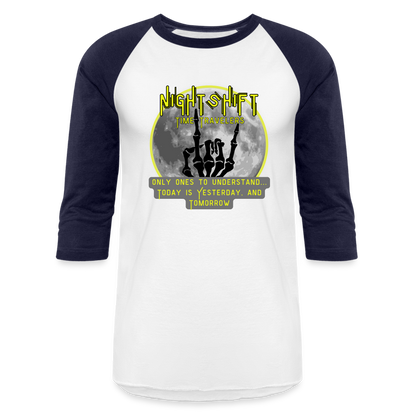 YELLOW NIGHT SHIFT Baseball T-Shirt - white/navy