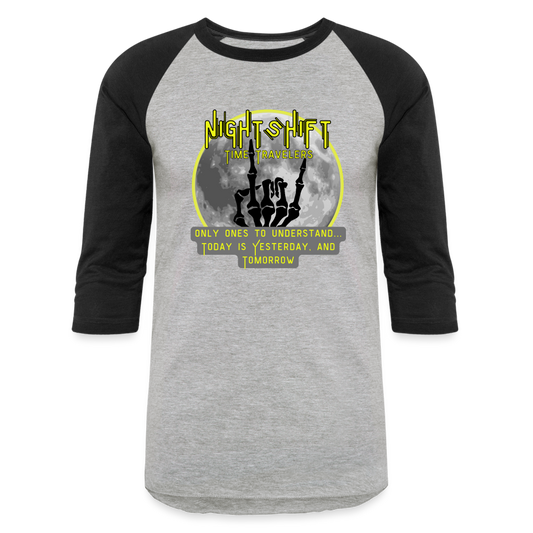 YELLOW NIGHT SHIFT Baseball T-Shirt - heather gray/black