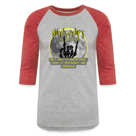 YELLOW NIGHT SHIFT Baseball T-Shirt - heather gray/red