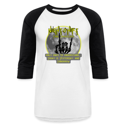 YELLOW NIGHT SHIFT Baseball T-Shirt - white/black