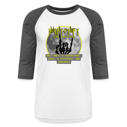 YELLOW NIGHT SHIFT Baseball T-Shirt - white/charcoal
