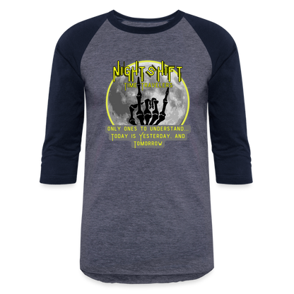 YELLOW NIGHT SHIFT Baseball T-Shirt - heather blue/navy