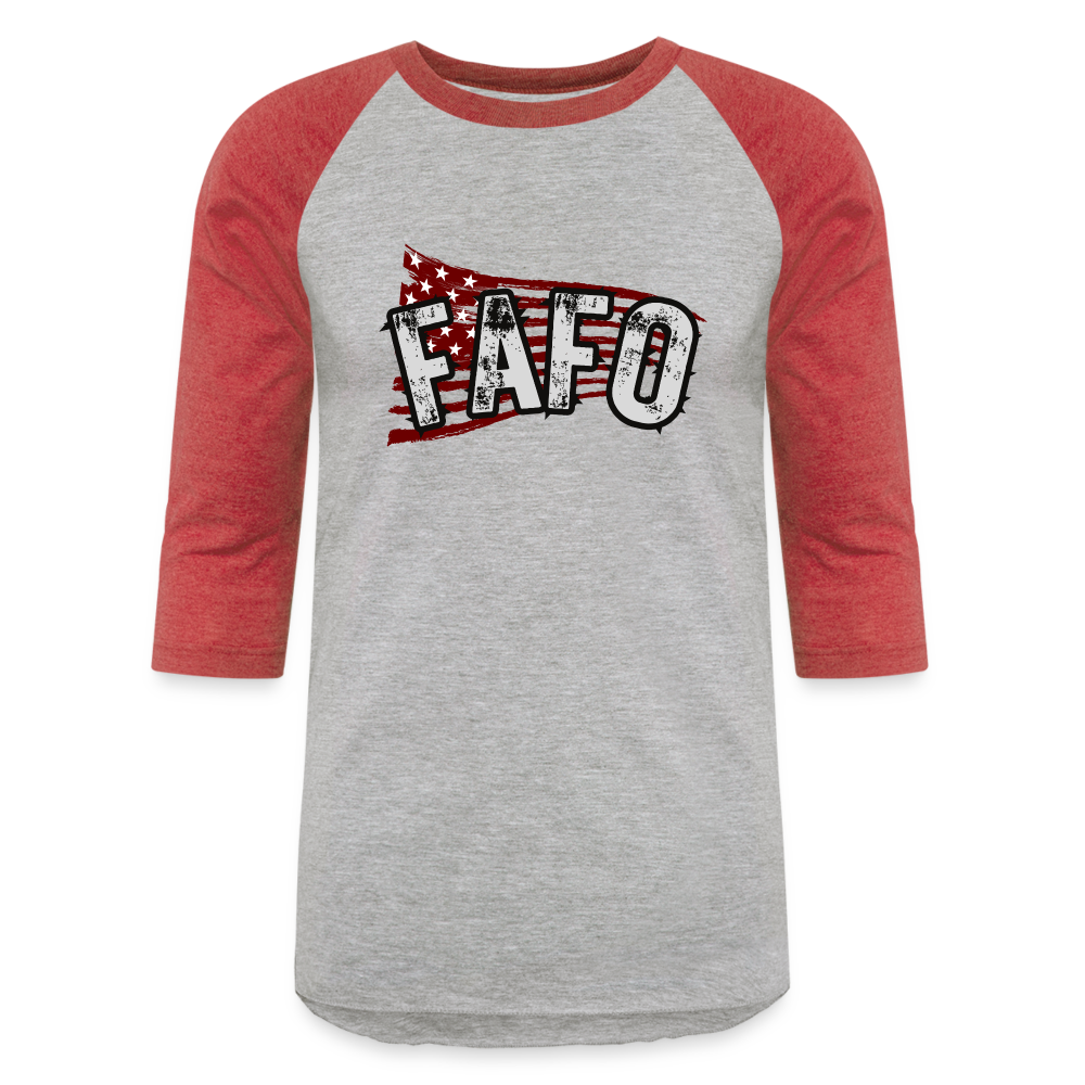 FAFO FLAG Baseball T-Shirt - heather gray/red