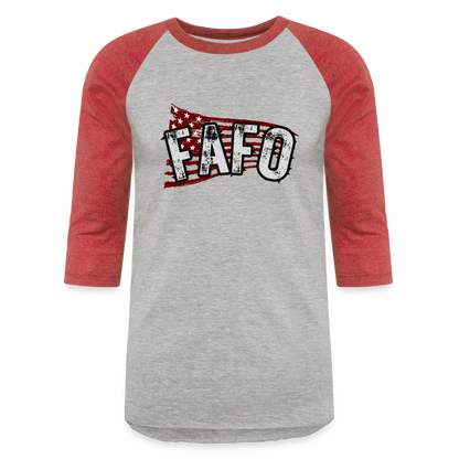 FAFO FLAG Baseball T-Shirt - heather gray/red