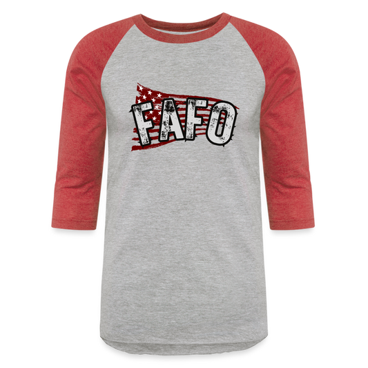 FAFO FLAG Baseball T-Shirt - heather gray/red