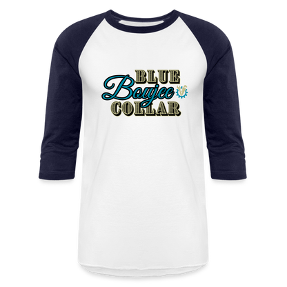 BLUE COLLAR BOUJEE Baseball T-Shirt - white/navy