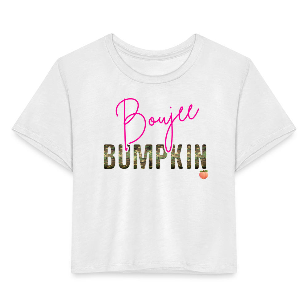 BENNETT PEACH BOUJEE BUMPKIN Women's Cropped T-Shirt - white