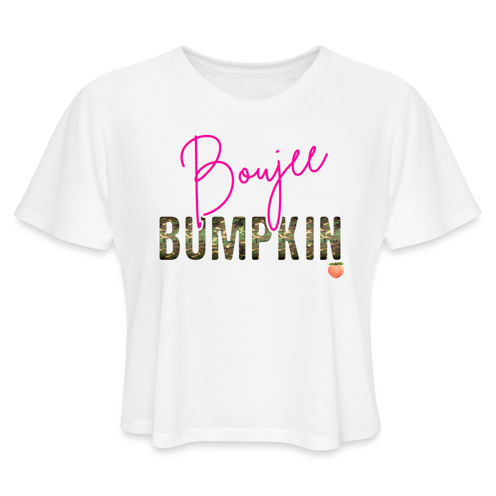 BENNETT PEACH BOUJEE BUMPKIN Women's Cropped T-Shirt - white