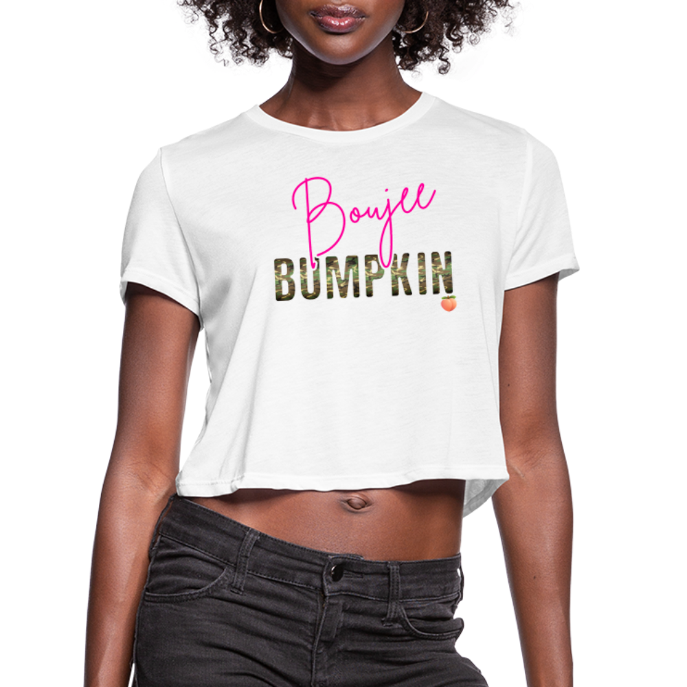 BENNETT PEACH BOUJEE BUMPKIN Women's Cropped T-Shirt - white