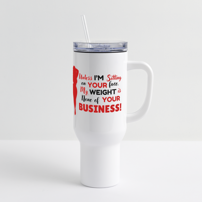 BENNETT PEACH "SITTING ON YOUR FACE" 40 oz Travel Tumbler - white