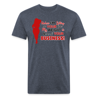 BENNETT PEACH "SITTING ON YOUR FACE"  Fitted Cotton/Poly T-Shirt by Next Level - heather navy