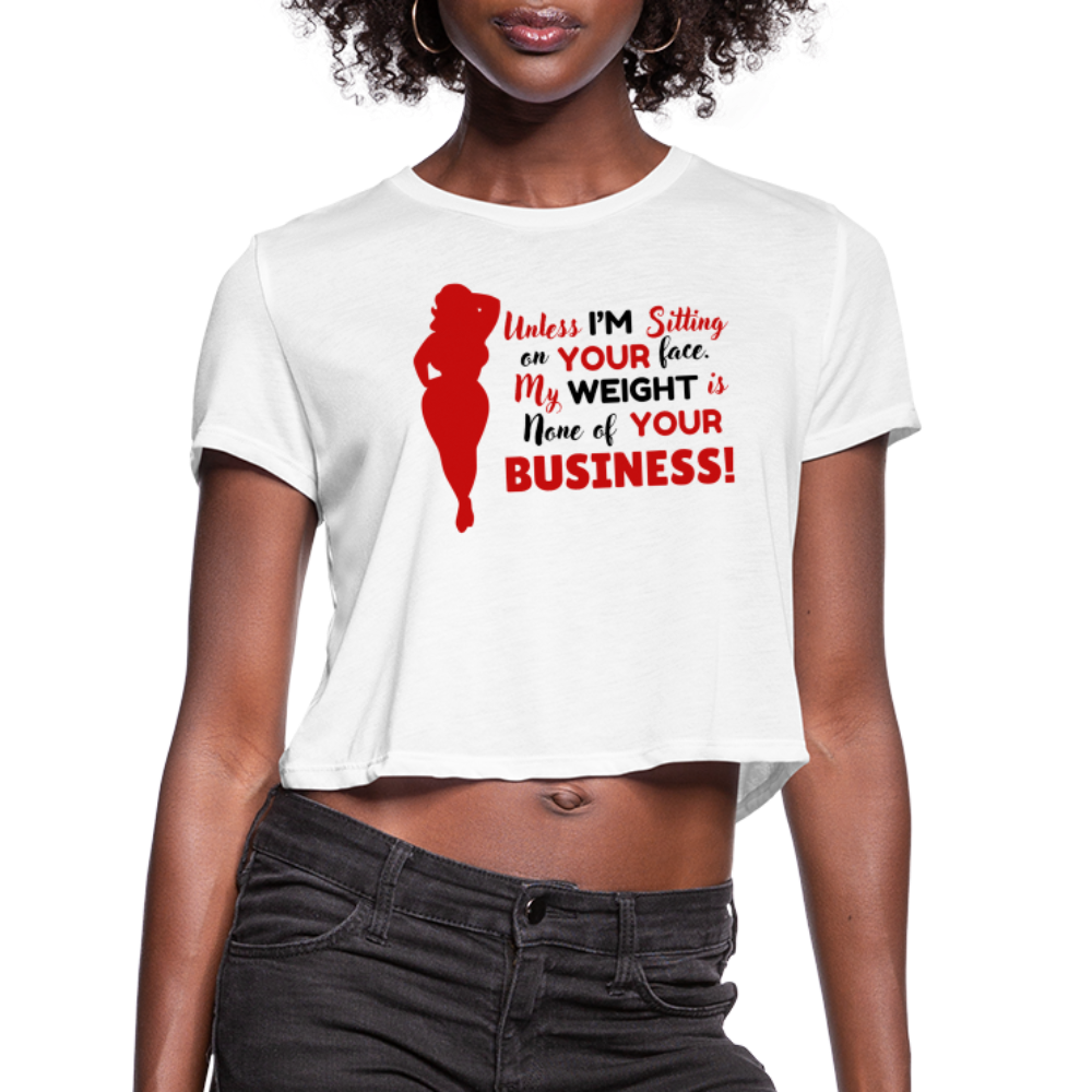 BENNETT PEACH "SITTING ON YOUR FACE"  Women's Cropped T-Shirt - white