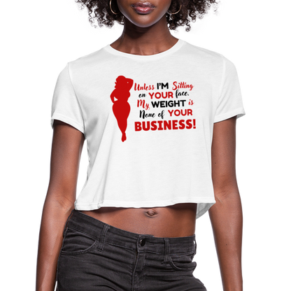 BENNETT PEACH "SITTING ON YOUR FACE"  Women's Cropped T-Shirt - white