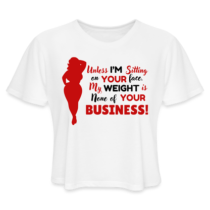 BENNETT PEACH "SITTING ON YOUR FACE"  Women's Cropped T-Shirt - white