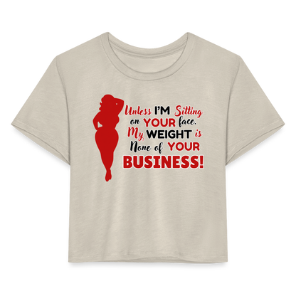 BENNETT PEACH "SITTING ON YOUR FACE"  Women's Cropped T-Shirt - dust