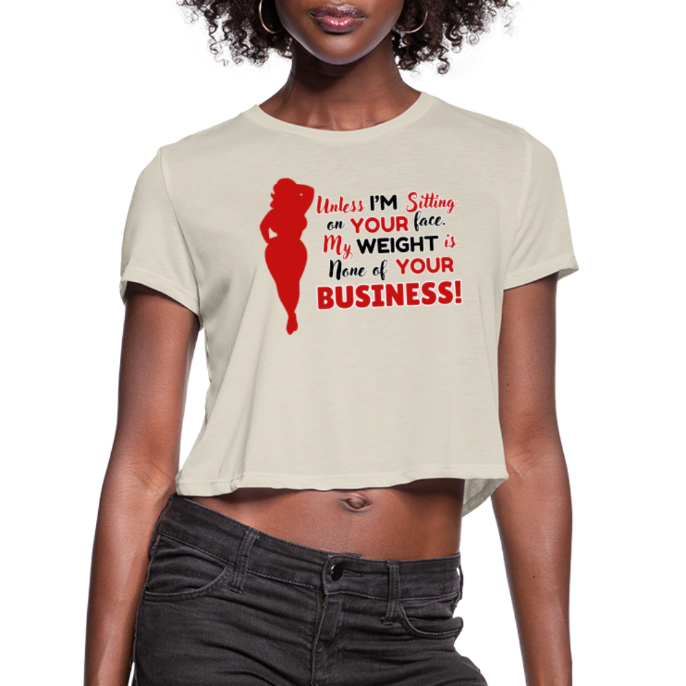 BENNETT PEACH "SITTING ON YOUR FACE"  Women's Cropped T-Shirt - dust