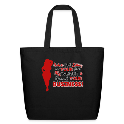 BENNETT PEACH "SITTING ON YOUR FACE"  Eco-Friendly Cotton Tote - black