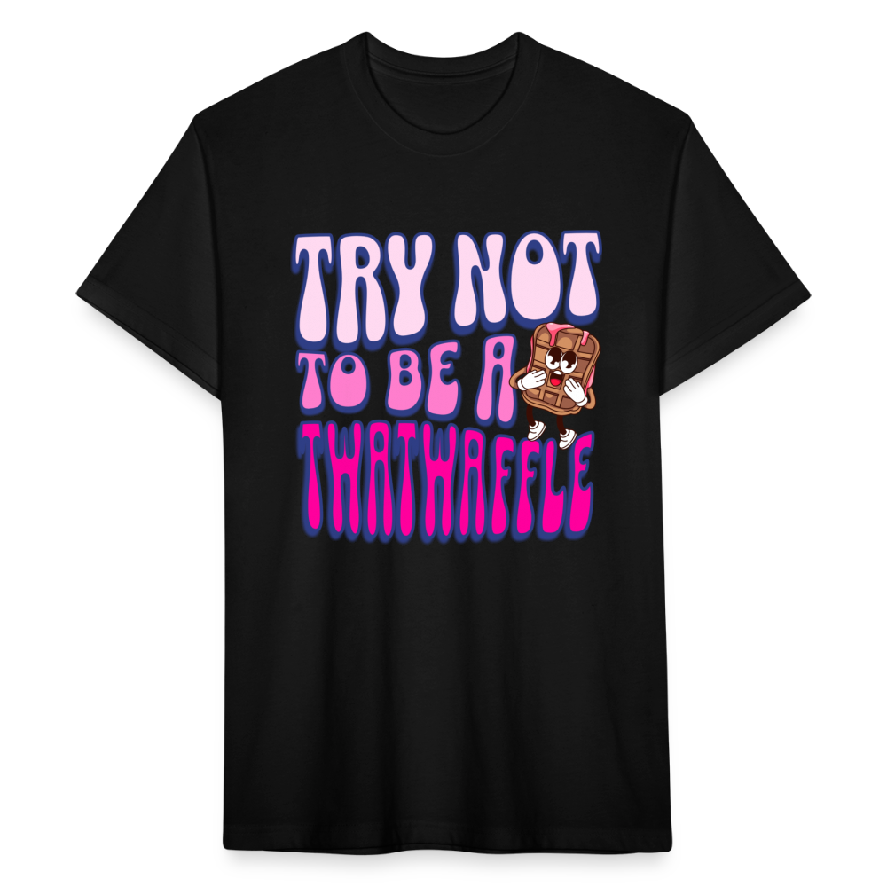 BENNETT PEACH "TRY NOT TO BE A TWATWAFFLE" Fitted Cotton/Poly T-Shirt by Next Level - black