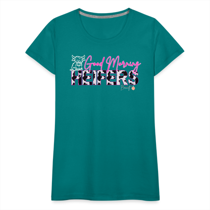 BENNETT PEACH "GOOD MORNING HEIFFERS" Women's Cropped T-Shirt Women’s Premium T-Shirt - teal