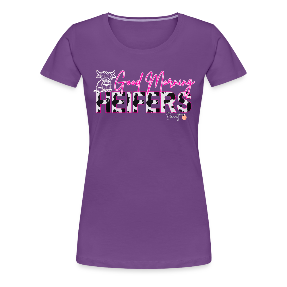 BENNETT PEACH "GOOD MORNING HEIFFERS" Women's Cropped T-Shirt Women’s Premium T-Shirt - purple