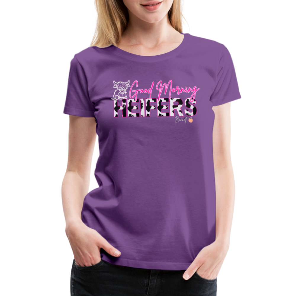 BENNETT PEACH "GOOD MORNING HEIFFERS" Women's Cropped T-Shirt Women’s Premium T-Shirt - purple