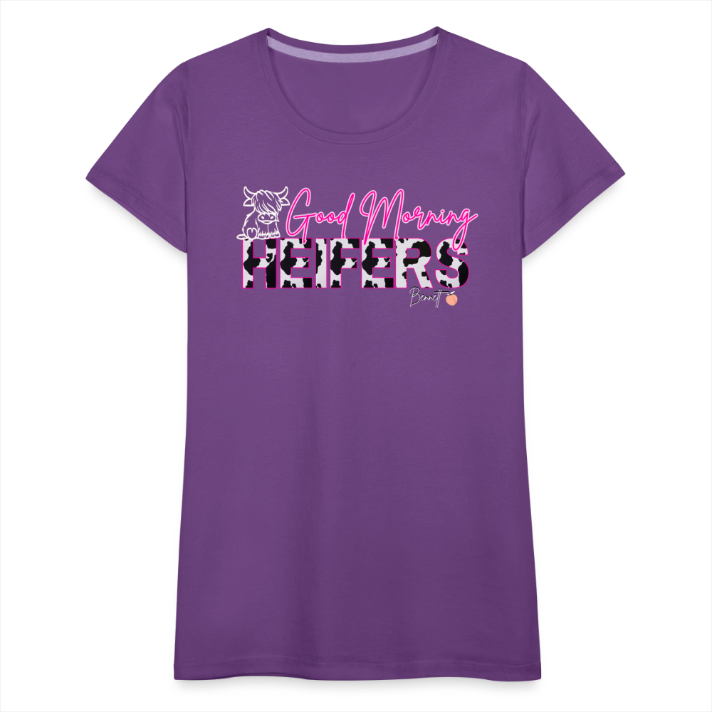 BENNETT PEACH "GOOD MORNING HEIFFERS" Women's Cropped T-Shirt Women’s Premium T-Shirt - purple