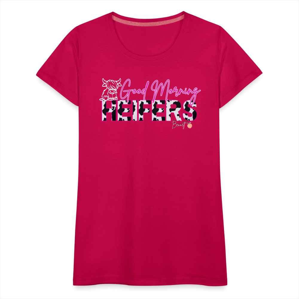 BENNETT PEACH "GOOD MORNING HEIFFERS" Women's Cropped T-Shirt Women’s Premium T-Shirt - dark pink