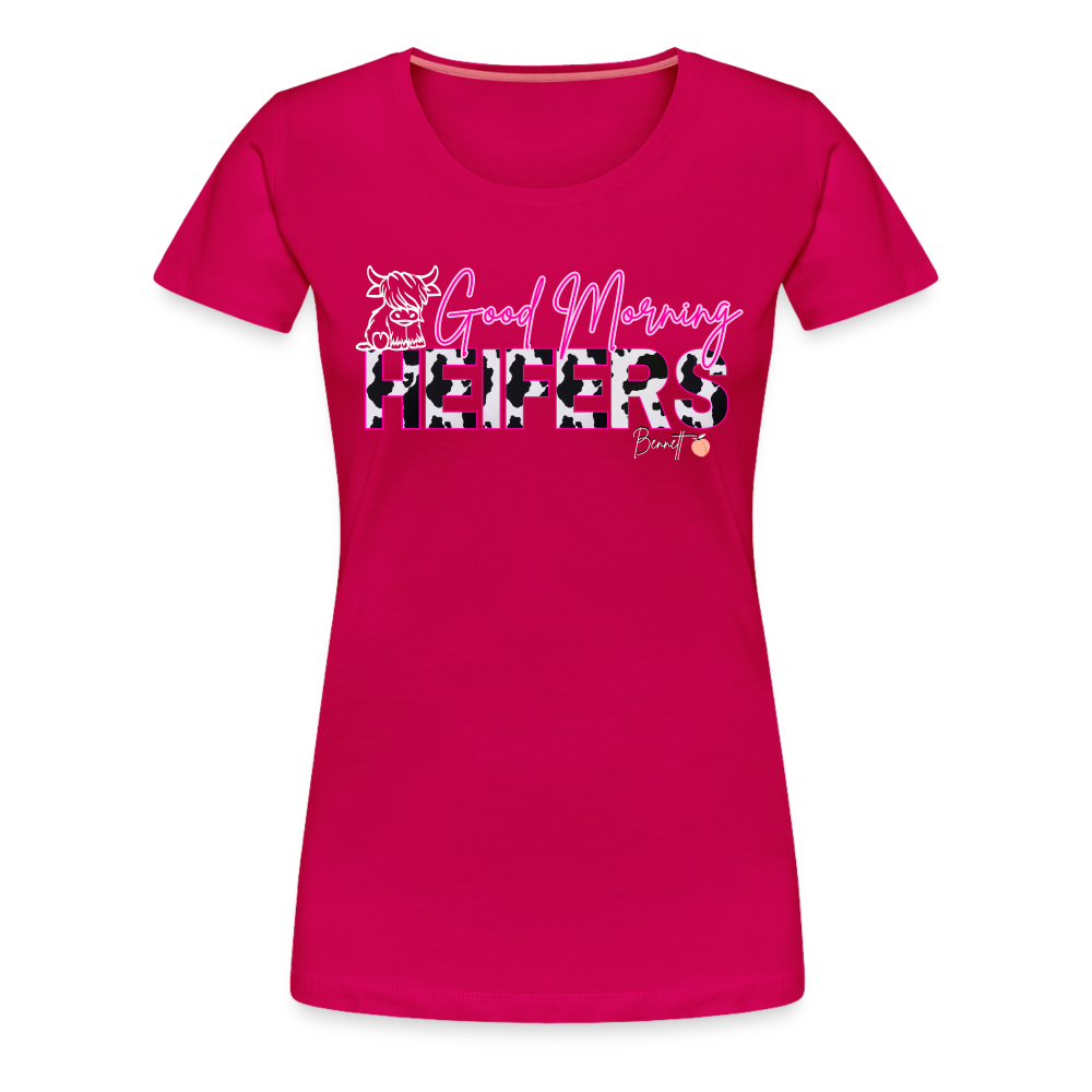 BENNETT PEACH "GOOD MORNING HEIFFERS" Women's Cropped T-Shirt Women’s Premium T-Shirt - dark pink