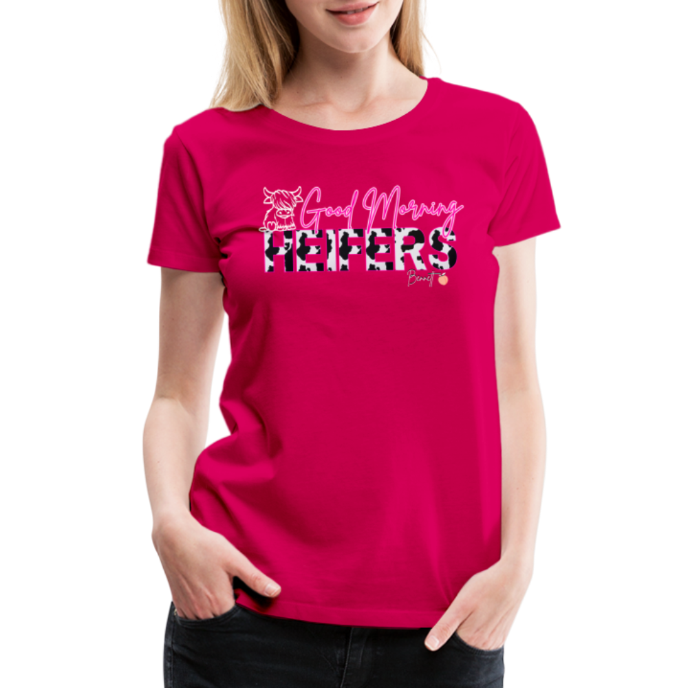 BENNETT PEACH "GOOD MORNING HEIFFERS" Women's Cropped T-Shirt Women’s Premium T-Shirt - dark pink