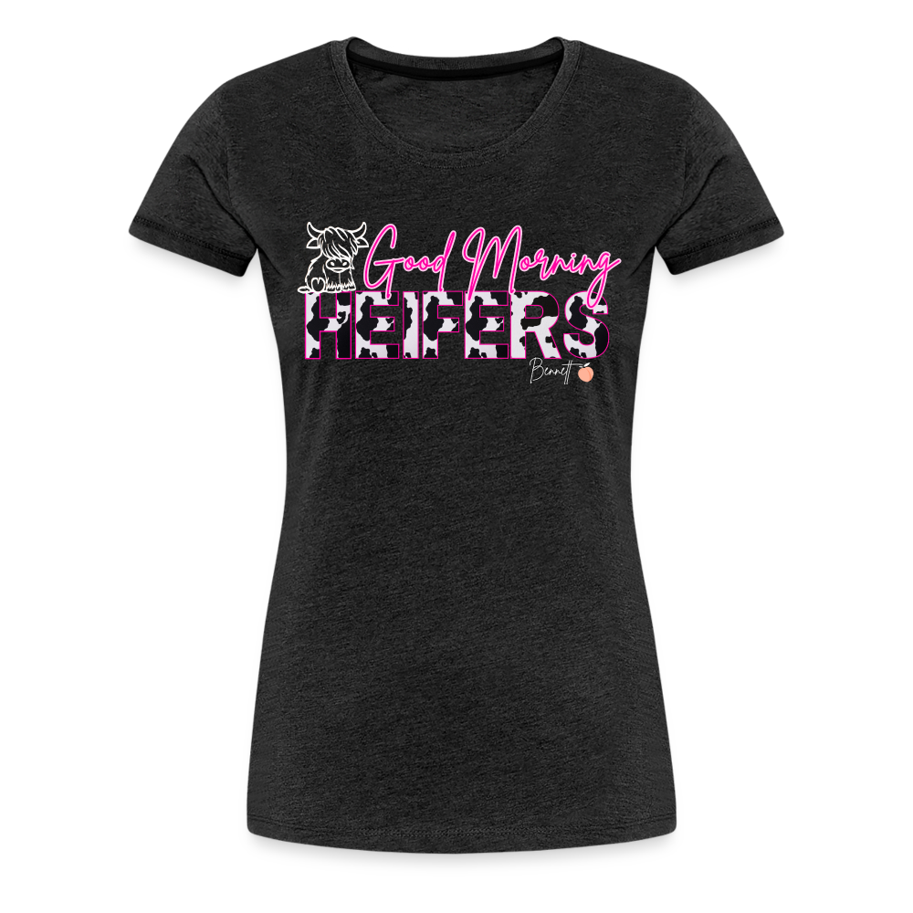 BENNETT PEACH "GOOD MORNING HEIFFERS" Women's Cropped T-Shirt Women’s Premium T-Shirt - charcoal grey