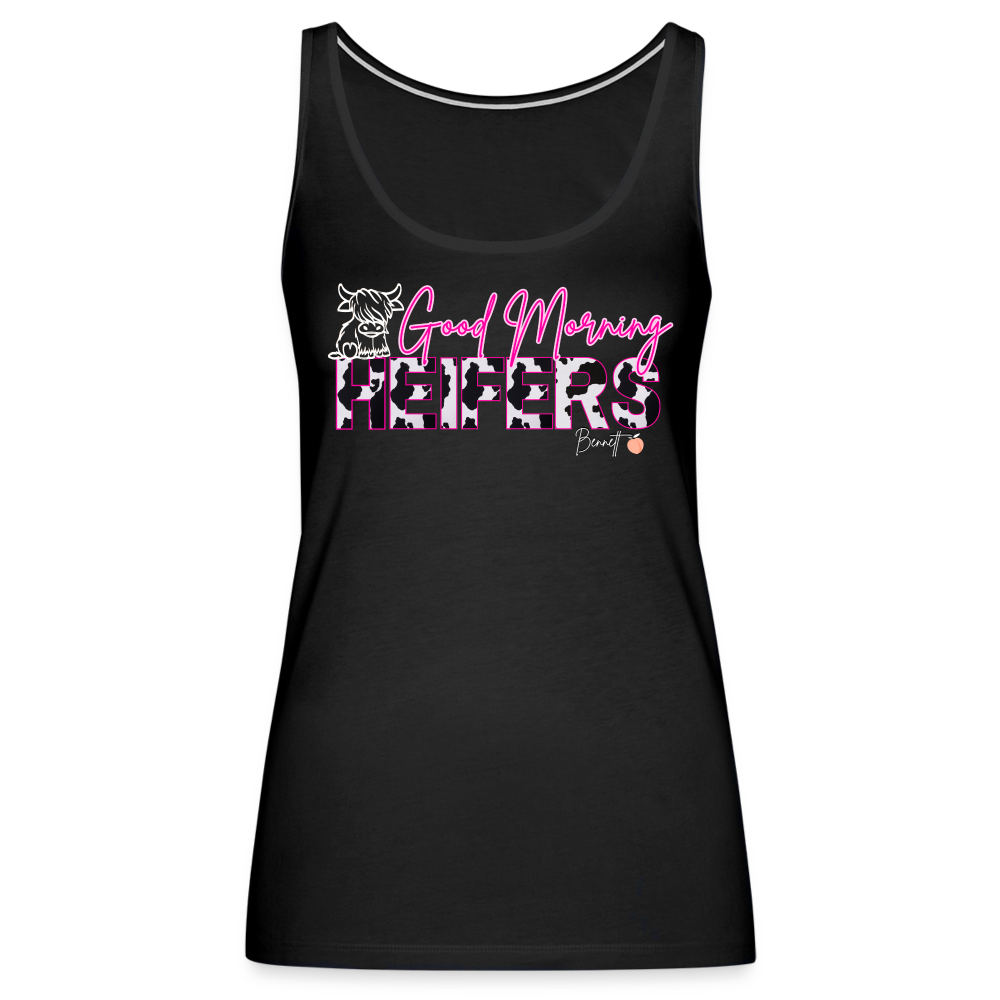 BENNETT PEACH "GOOD MORNING HEIFFERS" Women's Cropped T-Shirt Women’s Premium Tank Top - black