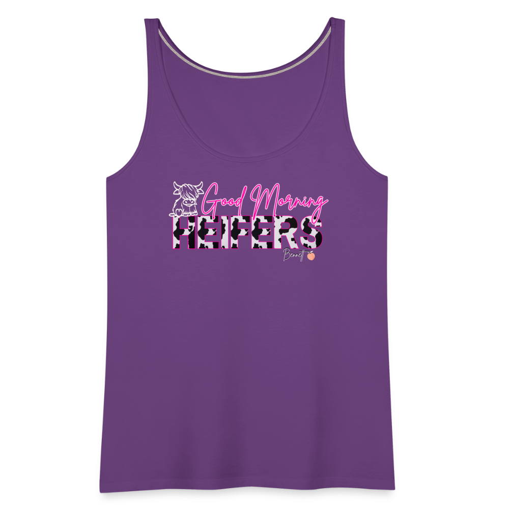 BENNETT PEACH "GOOD MORNING HEIFFERS" Women's Cropped T-Shirt Women’s Premium Tank Top - purple