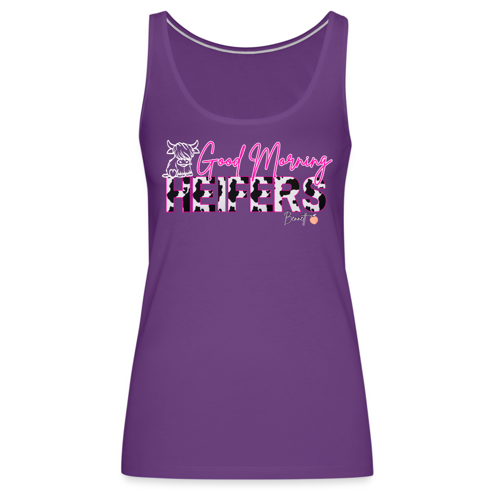 BENNETT PEACH "GOOD MORNING HEIFFERS" Women's Cropped T-Shirt Women’s Premium Tank Top - purple